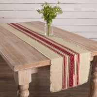 Thumbnail for Yuletide Burlap Stripe Red Table Runner 13x72 VHC Brands - The Fox Decor