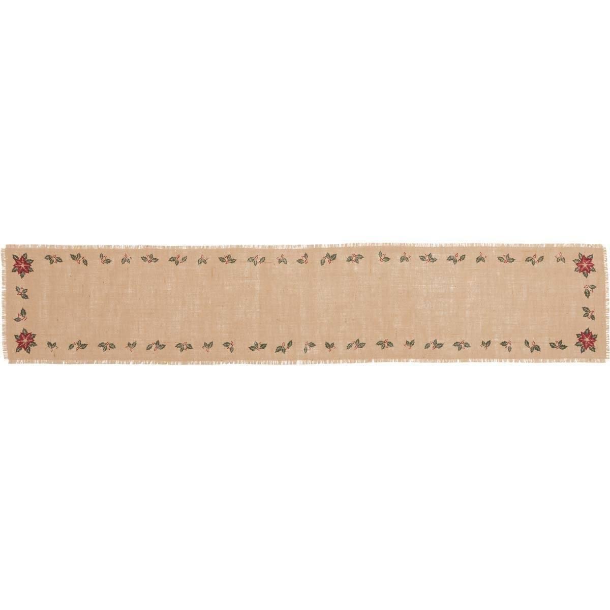Jute Burlap Poinsettia Runner 13x72 VHC Brands - The Fox Decor