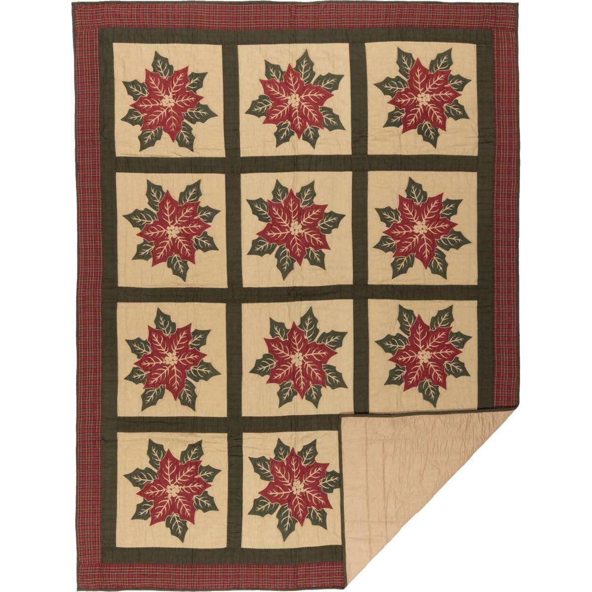 National Quilt Museum Poinsettia Block Twin Quilt 68Wx86L VHC Brands full