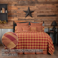 Thumbnail for Burgundy Check Quilt Coverlet VHC Brands