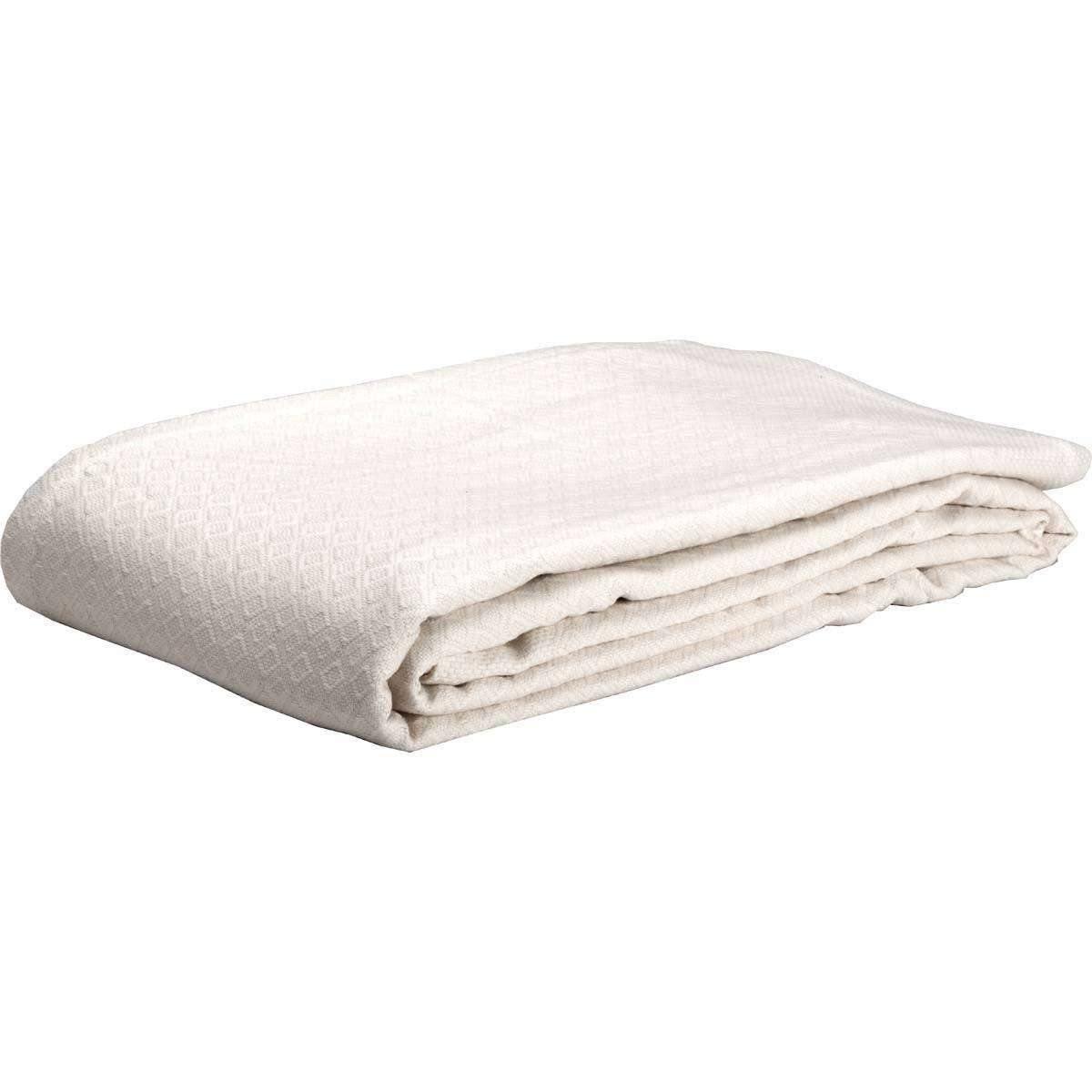 Serenity Creme Cotton Woven Blanket VHC Brands folded