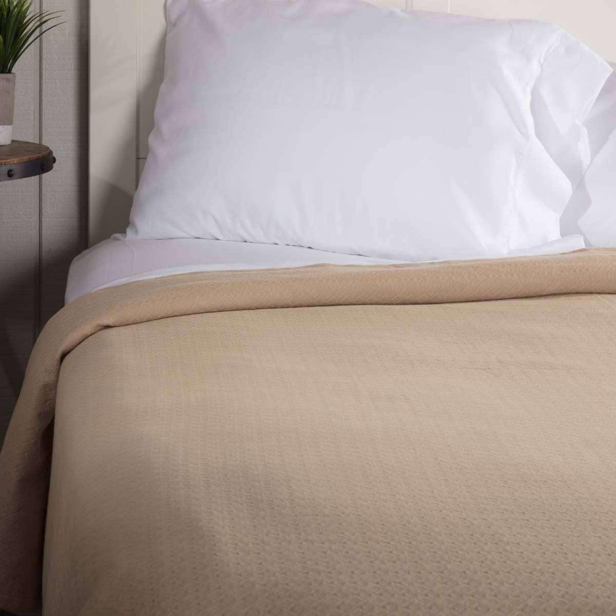 Serenity Tan Cotton Woven Blanket VHC Brands