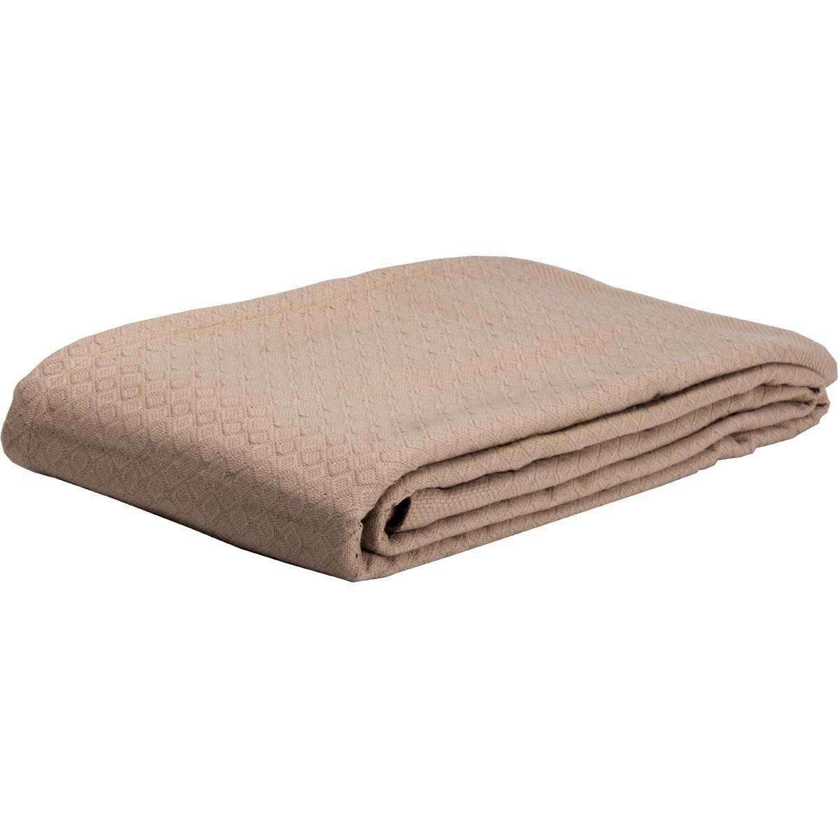 Serenity Tan Cotton Woven Blanket VHC Brands folded