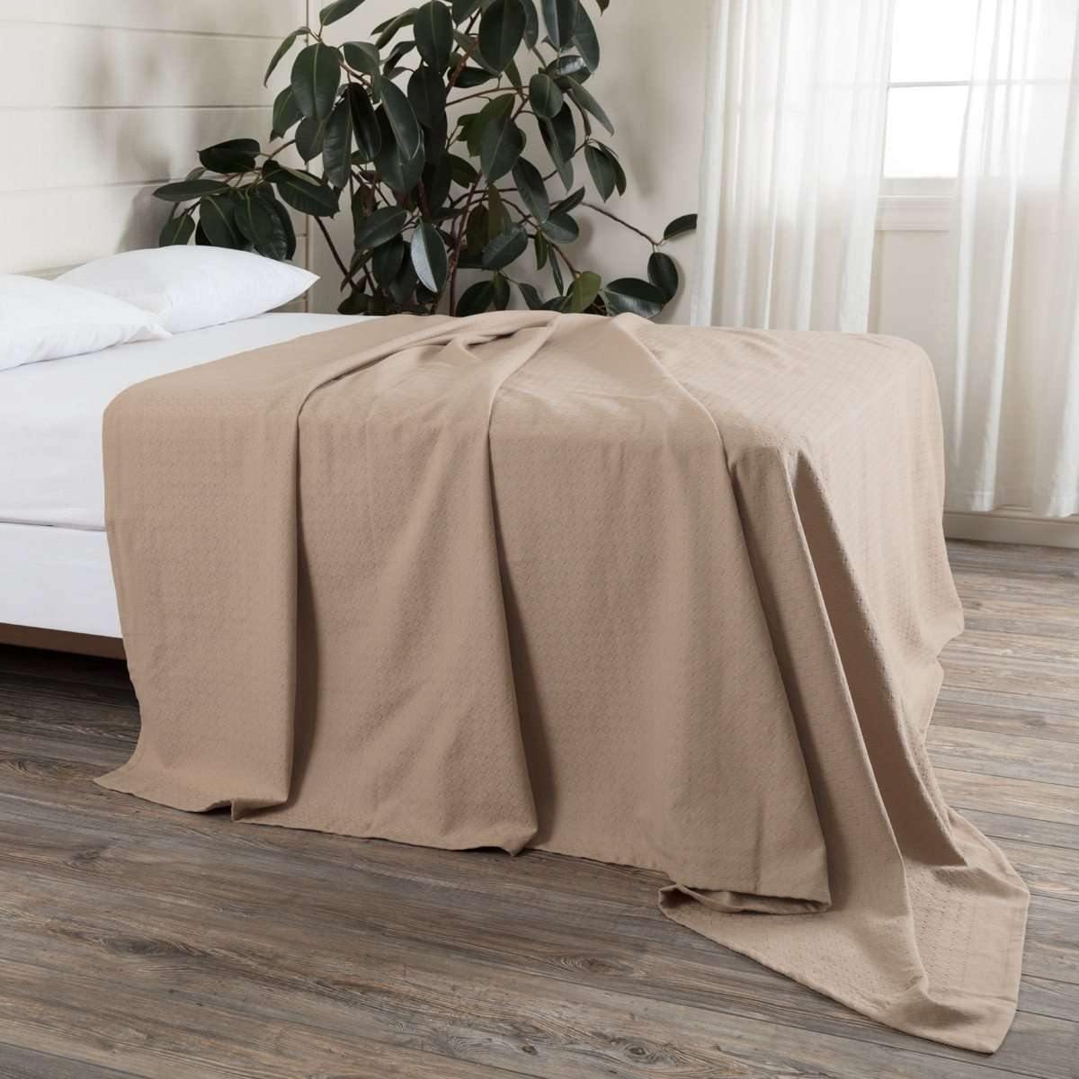 Serenity Tan Cotton Woven Blanket VHC Brands online