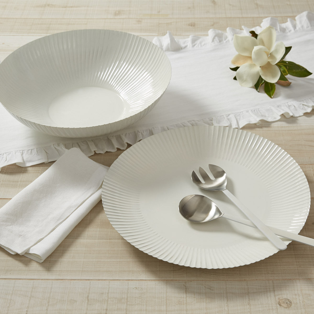 Corrugated 16" Bowls - White Set of 2 Park Designs - The Fox Decor