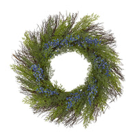 Thumbnail for 21” Cedar with Blue Berries Artificial Wreath
