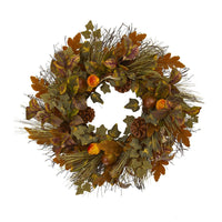 Thumbnail for 23” Mixed Fall Leaf, Pinecone and Acorn Artificial Wreath