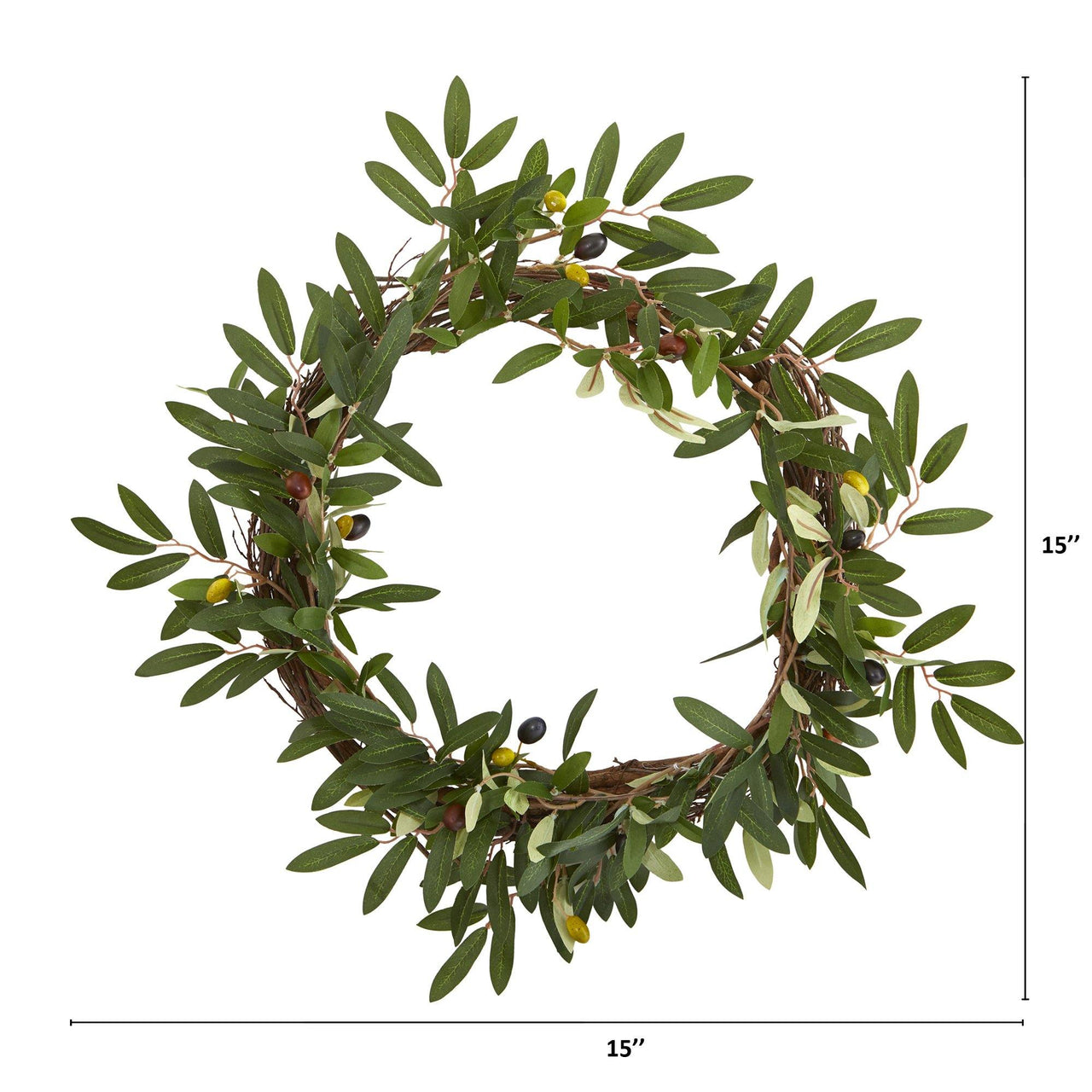 16” Olive Artificial Wreath - The Fox Decor