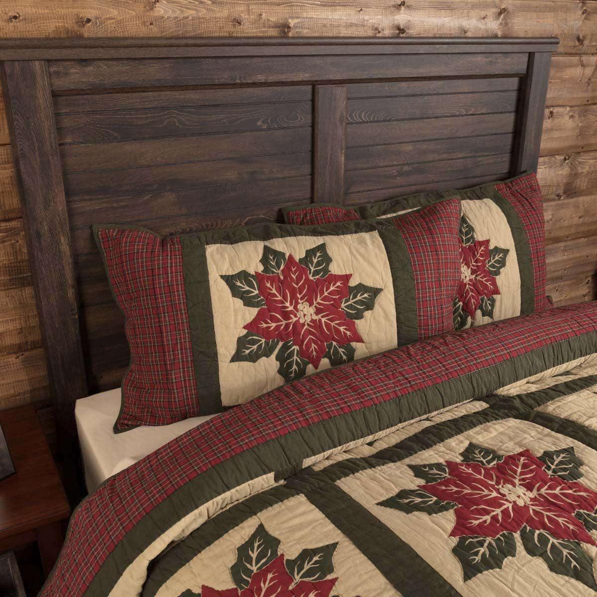 National Quilt Museum Poinsettia Block King Sham 21x37 VHC Brands - The Fox Decor