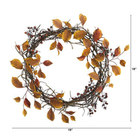 Thumbnail for 19” Harvest Leaf, Berries  and Twig Artificial Wreath - The Fox Decor