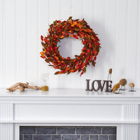 Thumbnail for 20” Harvest Leaf and Mini Pumpkin Artificial Wreath - The Fox Decor