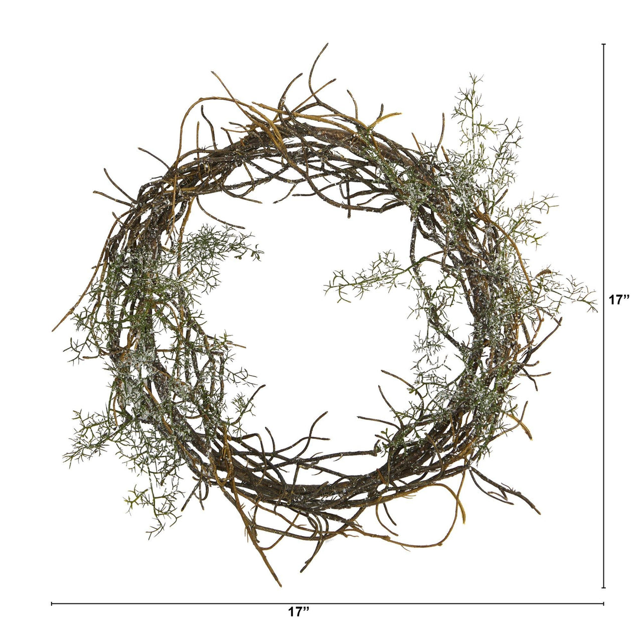 17” Frosted Twig Wreath - The Fox Decor