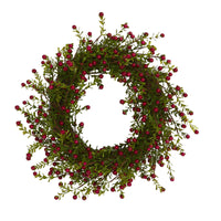 Thumbnail for 16” Boxwood and Berries Artificial Wreath