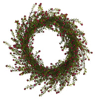 Thumbnail for 20” Boxwood and Berries Artificial Wreath