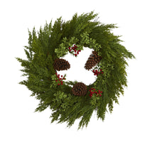 Thumbnail for 26'' Cypress with Berries and Pine Cones Artificial Wreath