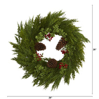 Thumbnail for 26'' Cypress with Berries and Pine Cones Artificial Wreath - The Fox Decor