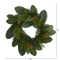 Thumbnail for 16” Magnolia Leaf and Mixed Pine Artificial Wreath with Pine Cones - The Fox Decor