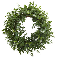 Thumbnail for 18” Eucalyptus Double Ring Wreath w/Twig Base