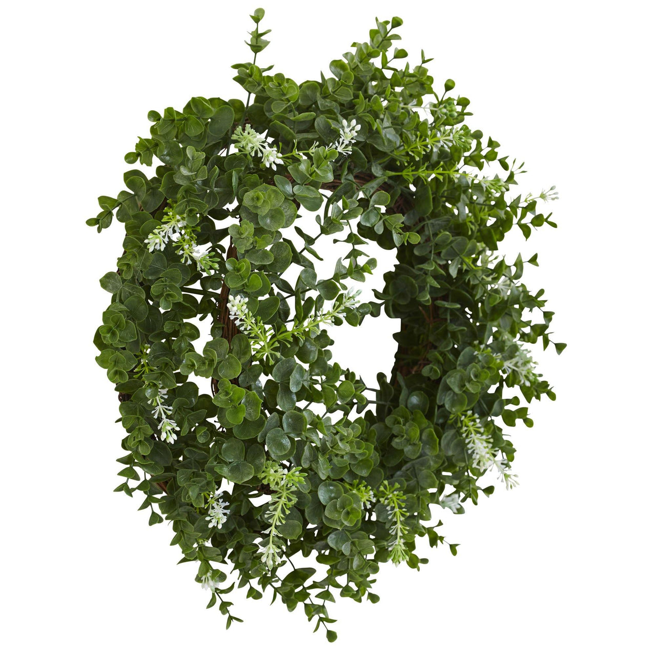 18” Eucalyptus Double Ring Wreath w/Twig Base - The Fox Decor