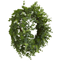 Thumbnail for 18” Eucalyptus Double Ring Wreath w/Twig Base - The Fox Decor