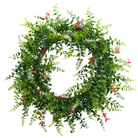 Thumbnail for 18” Floral & Fern Double Ring Wreath w/Twig Base