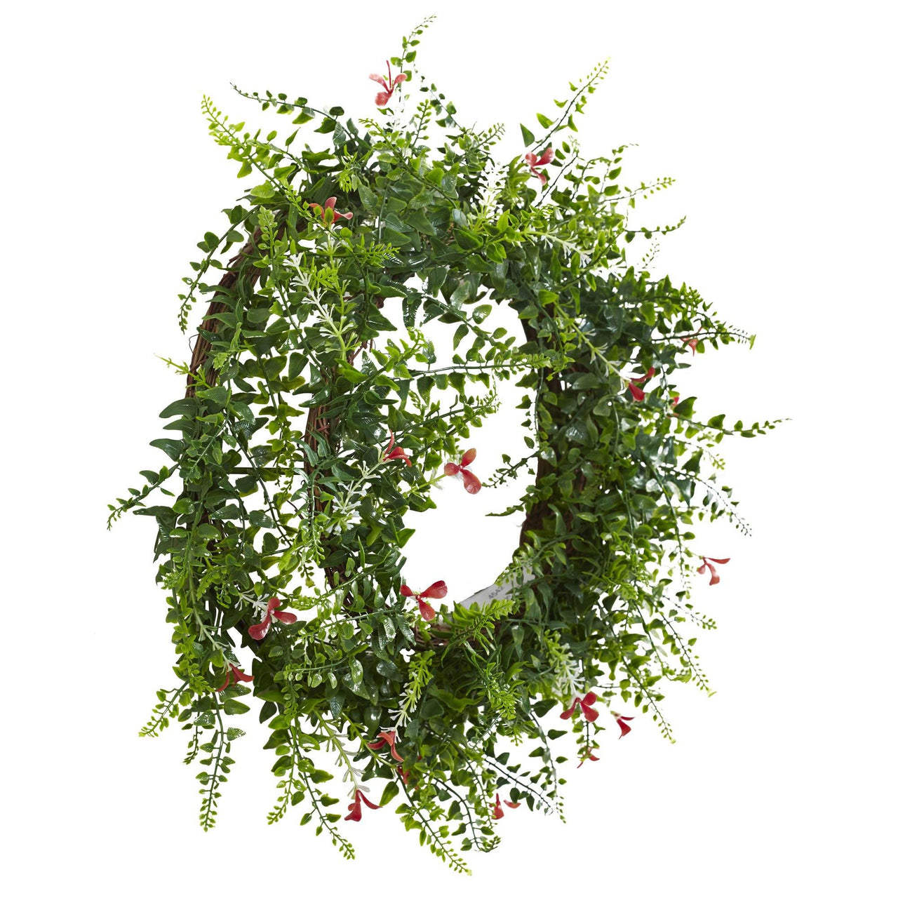 18” Floral & Fern Double Ring Wreath w/Twig Base - The Fox Decor