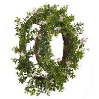 Thumbnail for 18” Mini Ivy & Floral Double Ring Wreath w/Twig Base - The Fox Decor