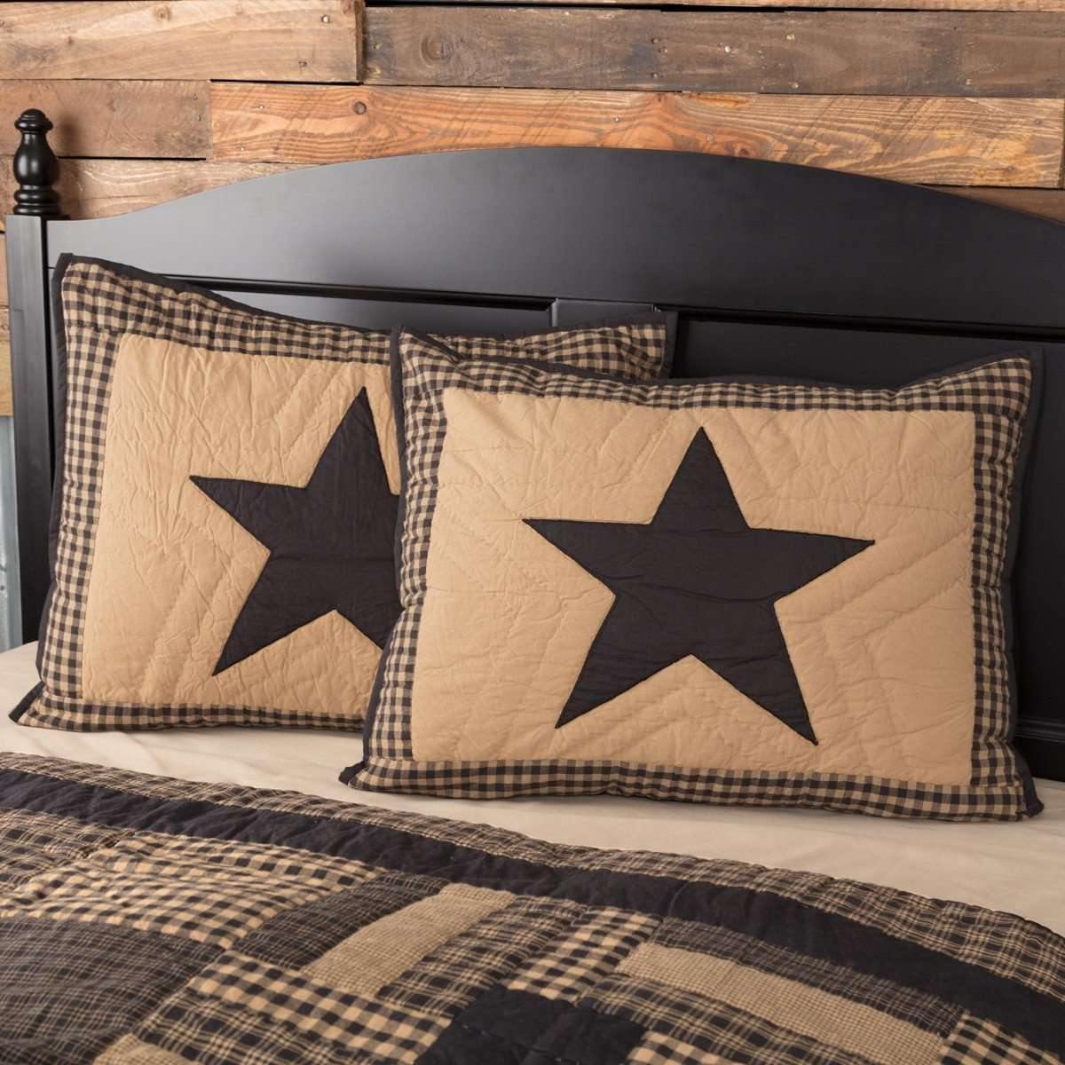 Black Check Star Standard Sham 21x27 VHC Brands - The Fox Decor