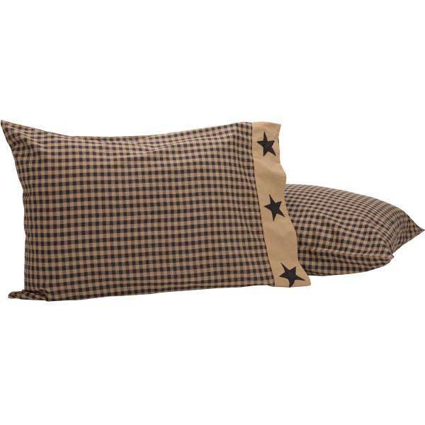Black Check Star Standard Pillow Case Set of 2 21x30 VHC Brands - The Fox Decor