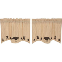 Thumbnail for Kettle Grove Applique Crow and Star Tier Curtain Set of 2 L24xW36 - The Fox Decor