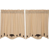 Thumbnail for Kettle Grove Applique Crow and Star Tier Curtain Set of 2 L36xW36 - The Fox Decor