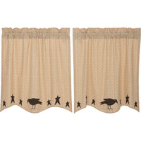 Thumbnail for Kettle Grove Applique Crow and Star Tier Curtain Set of 2 L36xW36 - The Fox Decor