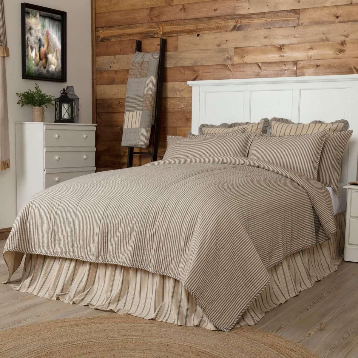 Sawyer Mill Charcoal Ticking Stripe Quilt Coverlet VHC Brands buy