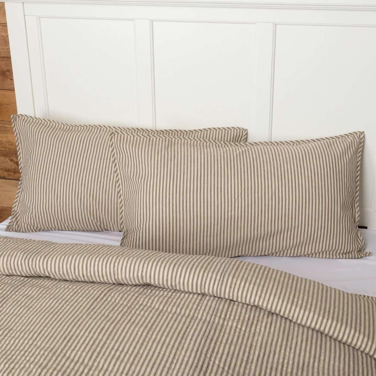 Sawyer Mill Charcoal Ticking Stripe King Sham 21x37 VHC Brands - The Fox Decor