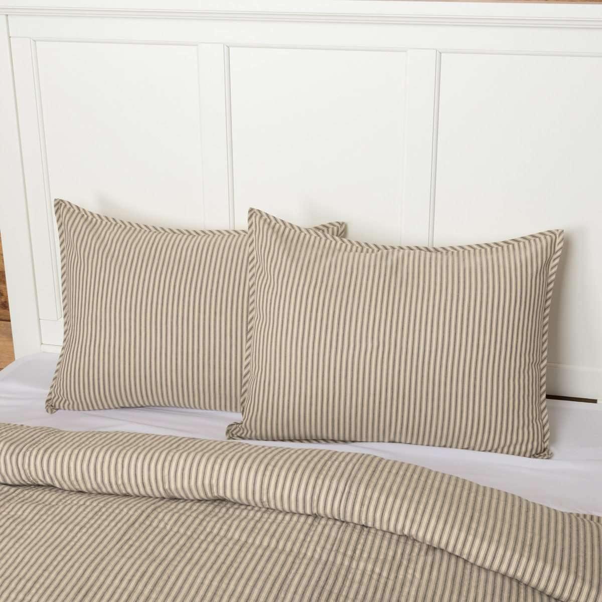 Sawyer Mill Charcoal Ticking Stripe Standard Sham 21x27 VHC Brands - The Fox Decor