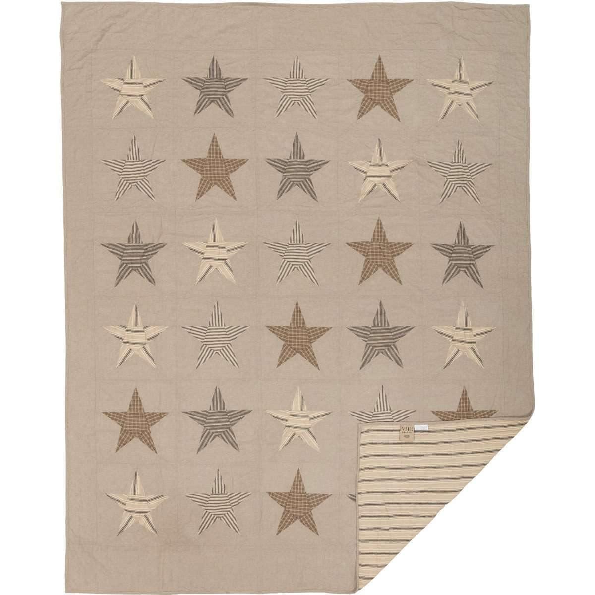Sawyer Mill Star Charcoal Twin Quilt 68Wx86L VHC Brands - The Fox Decor