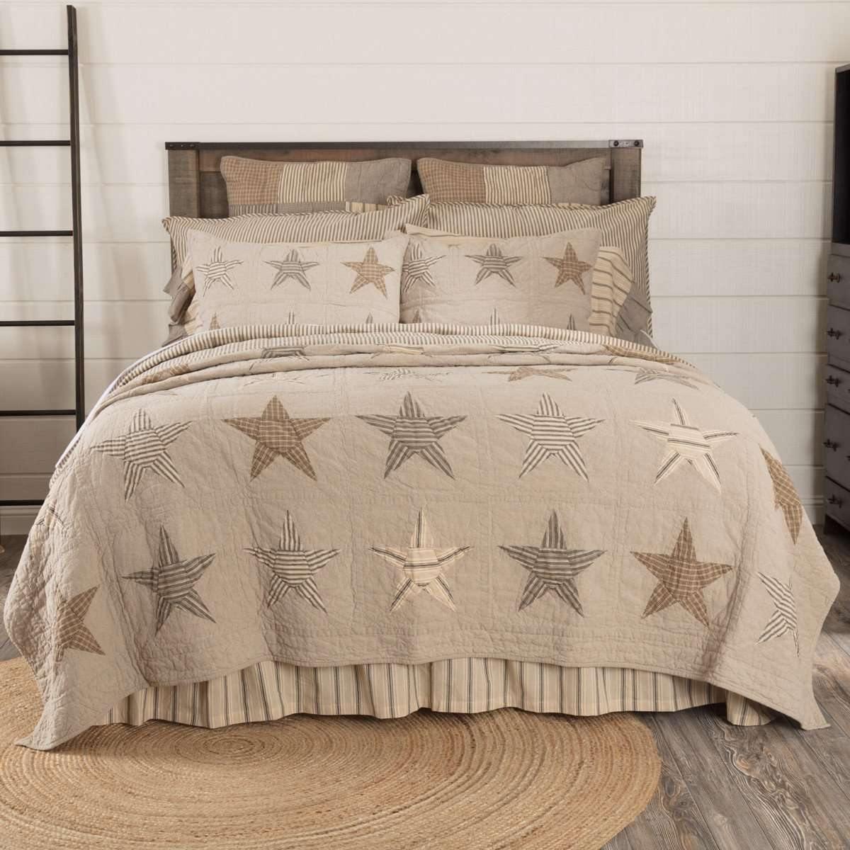 Sawyer Mill Star Charcoal Twin Quilt 68Wx86L VHC Brands - The Fox Decor