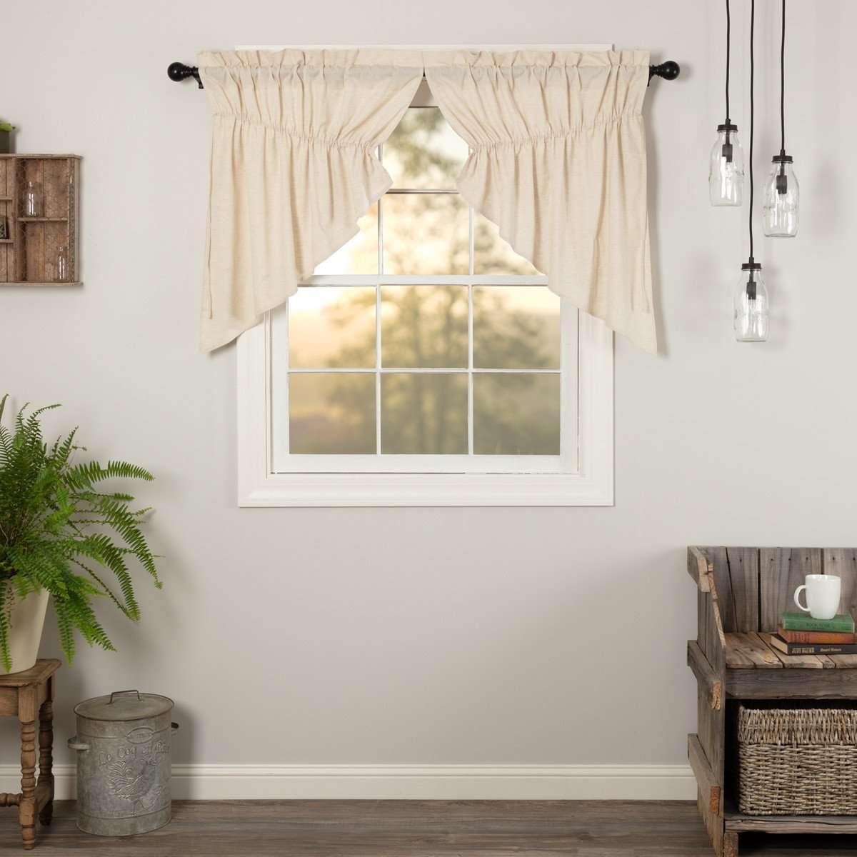 Simple Life Flax Natural Prairie Swag Curtain Set of 2 36x36x18 VHC Brands - The Fox Decor