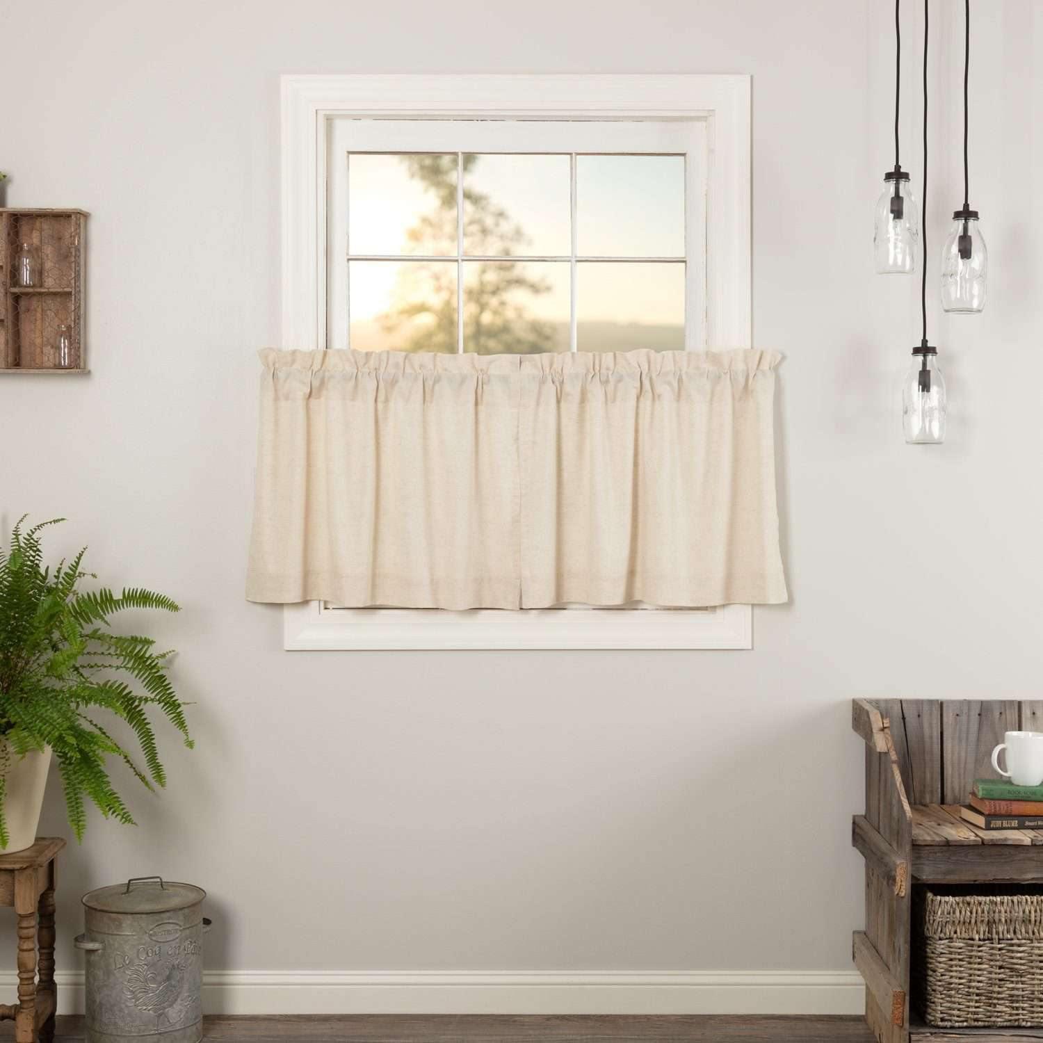 Simple Life Flax Natural Tier Curtain Set of 2 L24xW36 - The Fox Decor