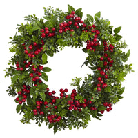 Thumbnail for 24” Berry Boxwood Wreath