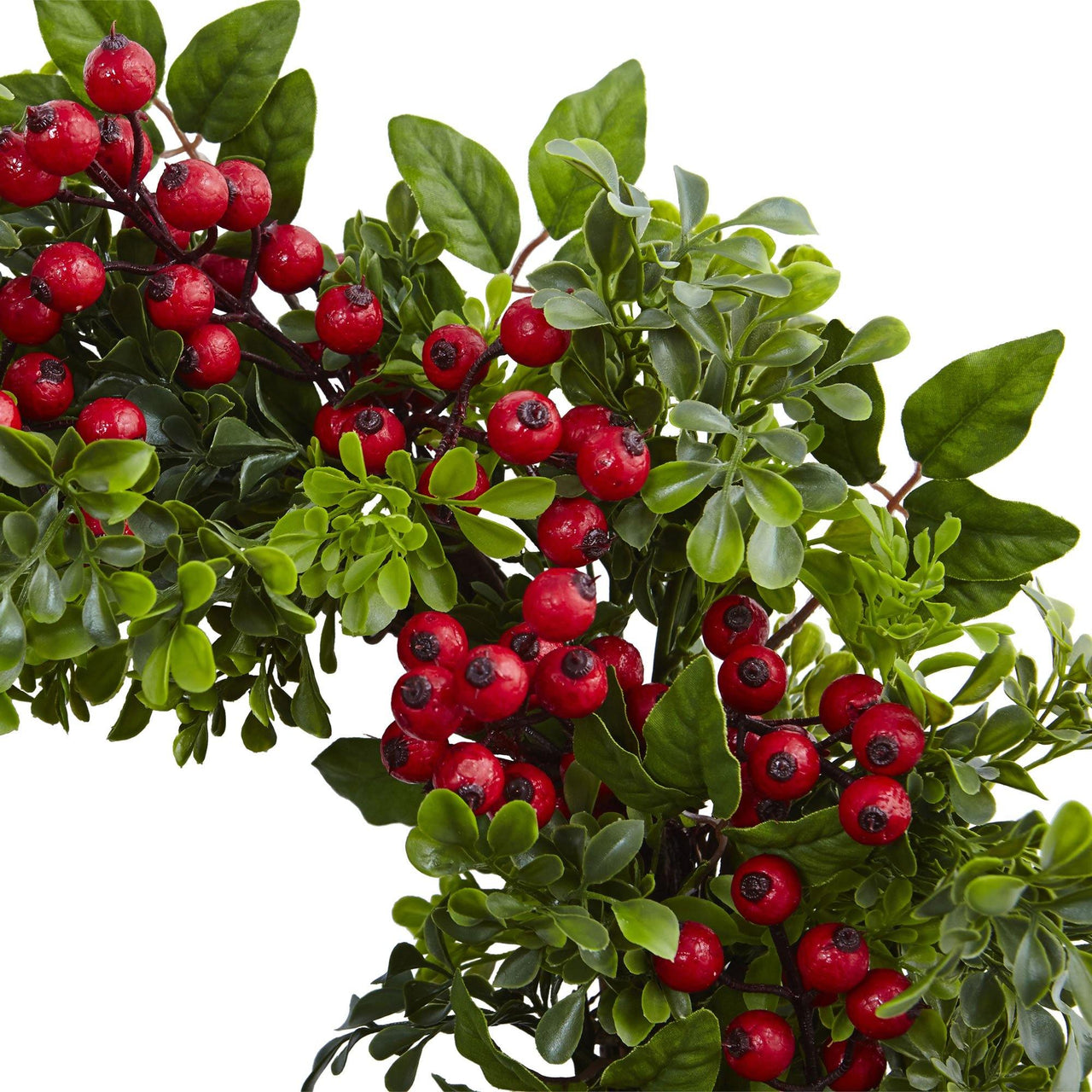 24” Berry Boxwood Wreath - The Fox Decor