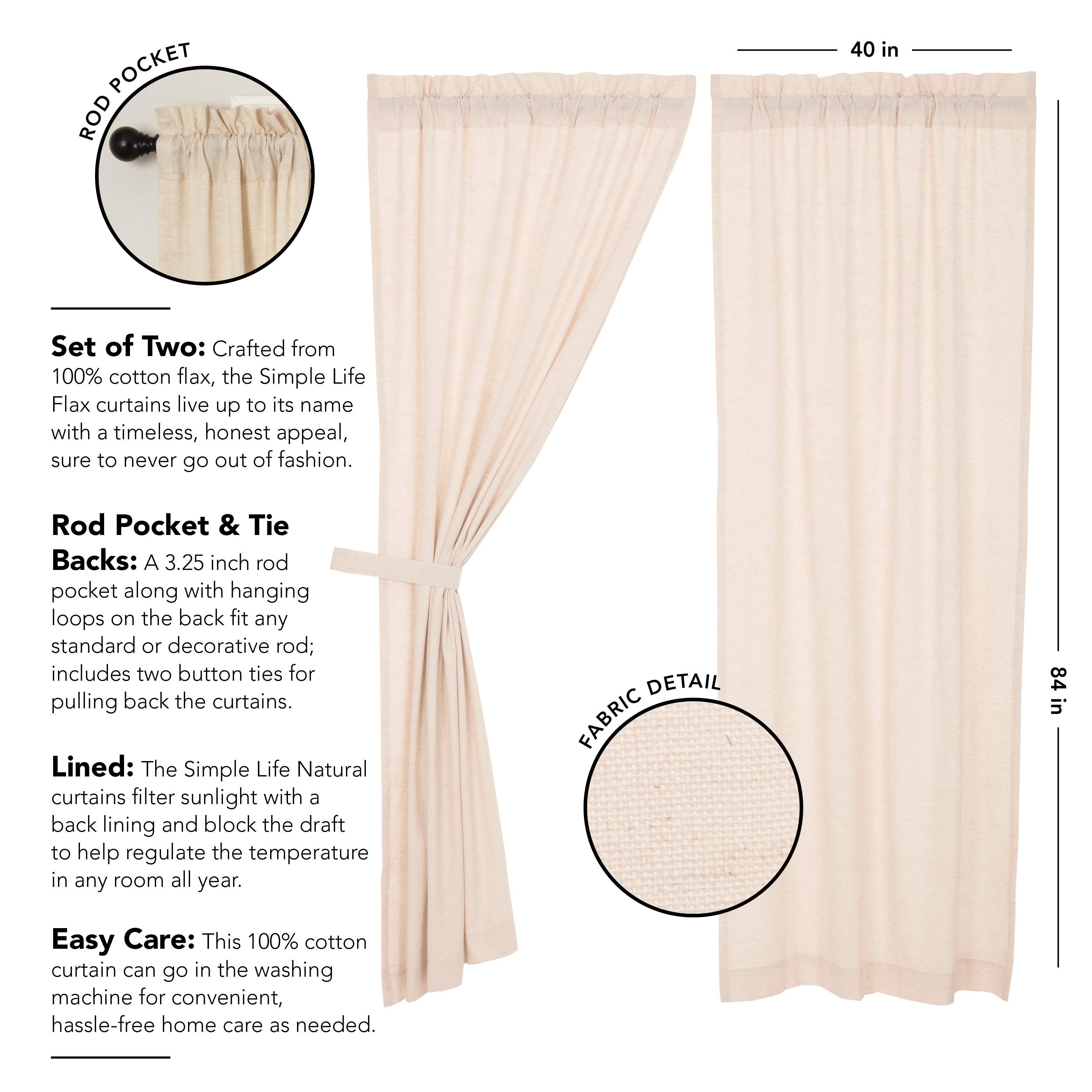 2/Set, Simple Life Flax Natural Panels, 84x40 VHC Brands - The Fox Decor