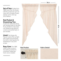 Thumbnail for Simple Life Flax Natural Prairie Short Curtain Panel Set of 2 63x36x18 VHC Brands - The Fox Decor