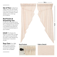 Thumbnail for Simple Life Flax Natural Prairie Short Curtain Panel Set of 2 63x36x18 VHC Brands