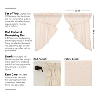 Thumbnail for Simple Life Flax Natural Prairie Swag Curtain Set of 2 36x36x18 VHC Brands