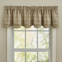 Thumbnail for Fieldstone Plaid Valance - Cream Lined Layered Park Designs