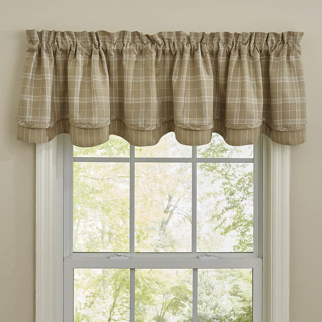 Fieldstone Plaid Valance - Cream Lined Layered Park Designs - The Fox Decor