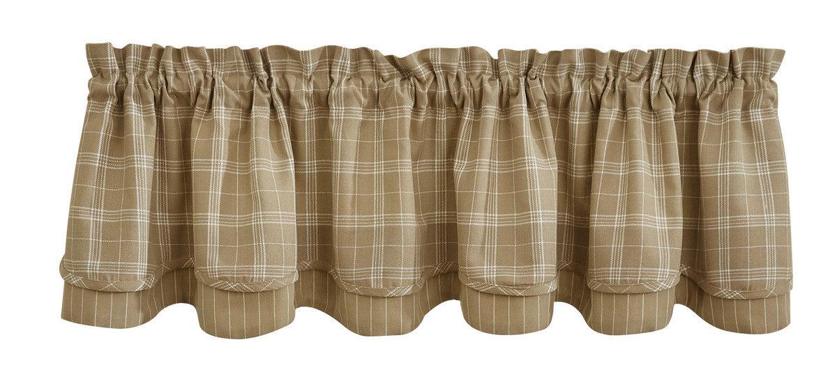 Fieldstone Plaid Valance - Cream Lined Layered Park Designs - The Fox Decor