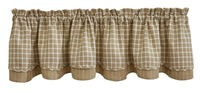 Thumbnail for Stoneboro Check Valance - Cream Lined Layered Park Designs