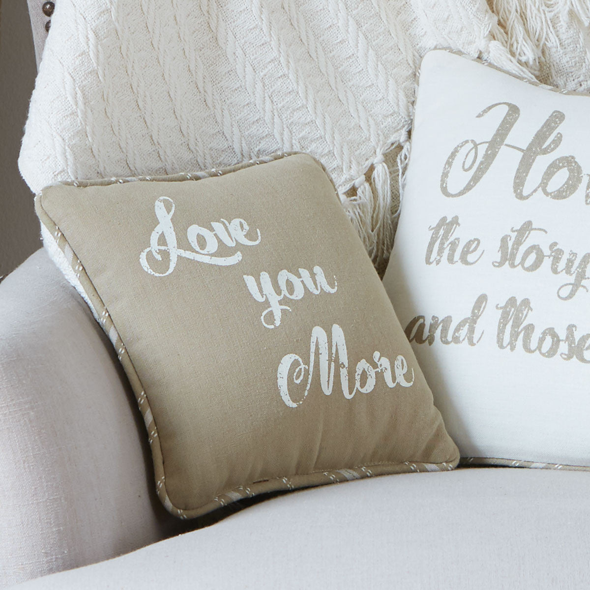 Love You More Printed Pillow - 10x10 Tan Fabric Park Designs